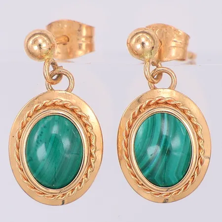 Örhängen malakit 16mm, 18K Vikt: 1,7 g