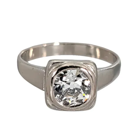 Diamantring, 18K vitguld, Diamant ca 0,50ct, gammalslipad, cirka Wesselton (H) / SI, otydliga stämplar, Ø14¼ mm, bredd 2-7 mm 2,8g  