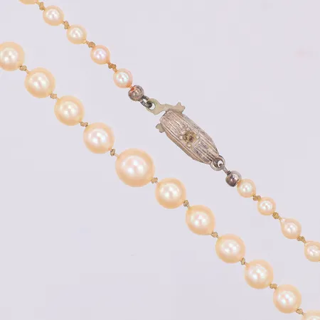 Collier pärlor 60cm, odlade saltvattenpärlor, lås i silver och metall, 830/1000 silver, låset saknar en sten/pärla Vikt: 0 g