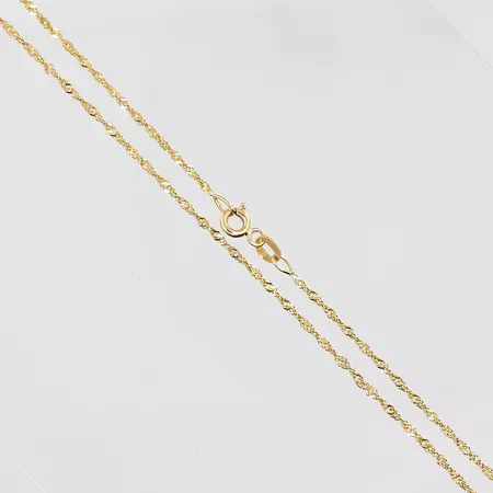 Kedja Singapore, 50cm bredd 1,5mm öppen ring vid låset, 18K Vikt: 2,4 g