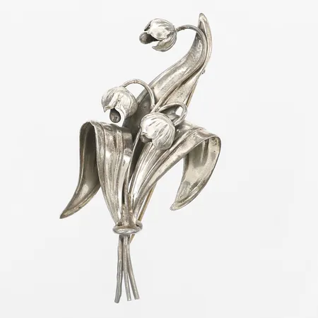 Brosch, ca 70x32mm, Stockholm, 1940/50-tal, otydliga stämplar, slitage.  Vikt: 8,3 g