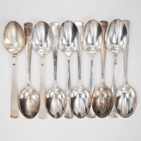 10 Matskedar, 20cm, modell Rosenholm, GAB 60tal, Silver 800/1000  Vikt: 549,2 g