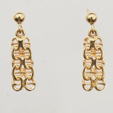 Ett par örhängen X-länk med stav, längd 19mm, bredd 6mm, GHA, 18K Vikt: 2 g