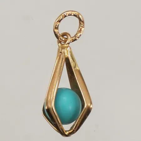 Hänge med turkos sten, längd 17mm inklusive ögla, bredd 5,8mm, 18K  Vikt: 0,6 g