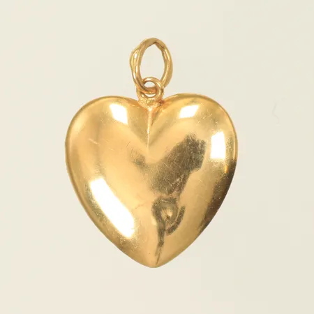 Hänge hjärta, 16x8mm inklusive hängöglan, ihålig, repig, bucklig 18K  Vikt: 0,8 g