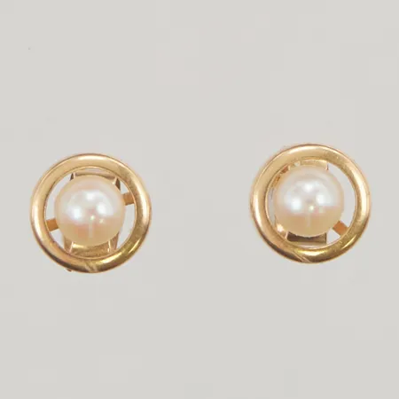 Örhängen, ett par med pärlor, Ø7,6mm, 18K 1,4g.