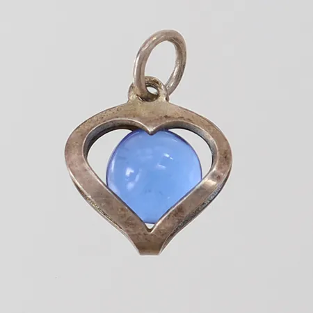 Hänge hjärta med blå kula, 16x12mm ink ögla, Silver 925/1000. Vikt: 1 g