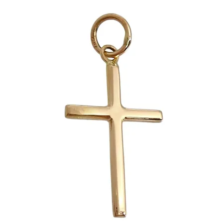 Hänge Kors, 18K guld, slät modell, längd inkl. ögla 24 mm, bredd 11 mm, tjocklek 1,3 mm Vikt: 0,5 g