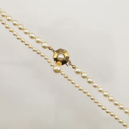 Pärlcollier med odlade sötvattenpärlor, doserat Ø3,4-7,mm, längd 48cm, Alton, lås i 18K Vikt: 0 g