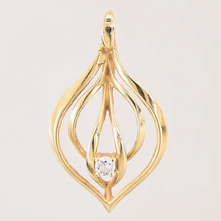 Hänge med vit sten, 28x16,7mm, 18K Vikt: 2,2 g
