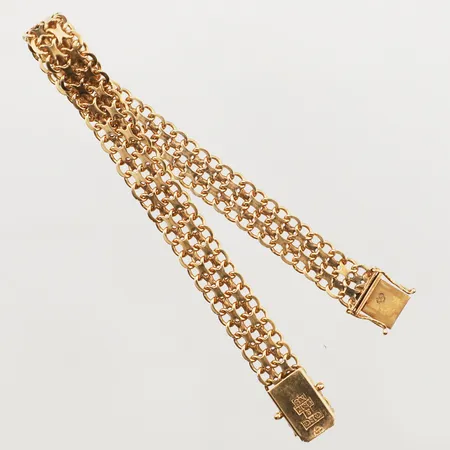 Armband X-länk, längd 19cm, bredd 8,7mm, Götes Guldvaror, Göte Engström, år 1963, 18K Vikt: 15,1 g