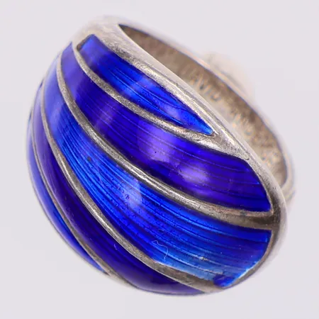 Ring blå emalj David Andersen Norge stl 15¼ justerbar, något emalj bortfall, 925/1000 silver Vikt: 7,7 g