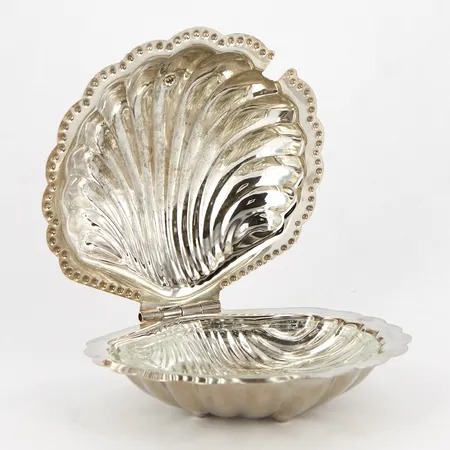 Smörsnäcka med glasinsats, ca12cm, höjd ca 5cm, metall