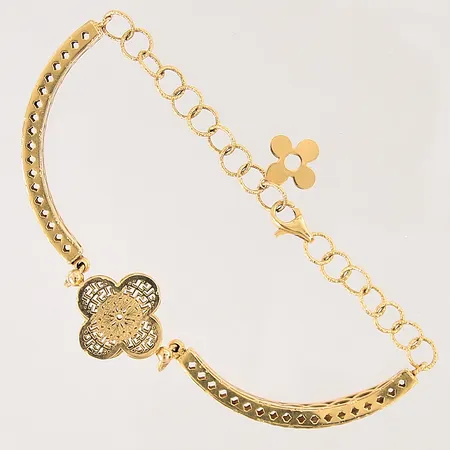 Armband, längd 15,5-19,5cm, buckligt/skadat, 21K Vikt: 10,6 g