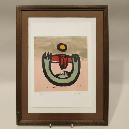 Tavla Färglitografi Camilla Pyk, signerad cpyk, numrerad 55/70, bildmått 30x21cm, rammått 42x32cm Skickas med postpaket.