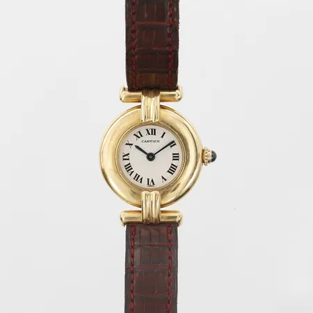 Damur Cartier Colisée, 18K, quartz, serie-nr:810950931, Ø24mm, armband 21cm, batteribyte krävs, bruksskick, slitet band, box.