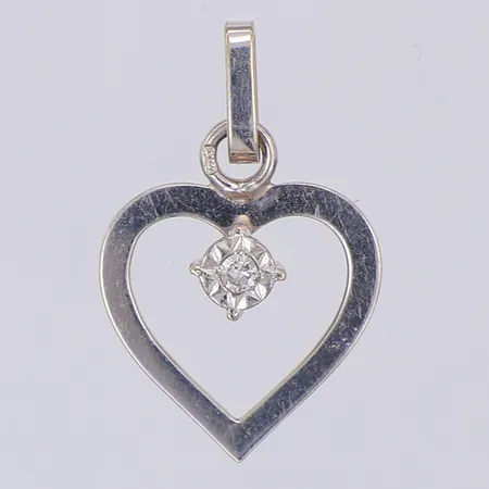 Hänge hjärta diamant 0,02ct 19mm, 12mm, kattfot 18K Vikt: 0,6 g