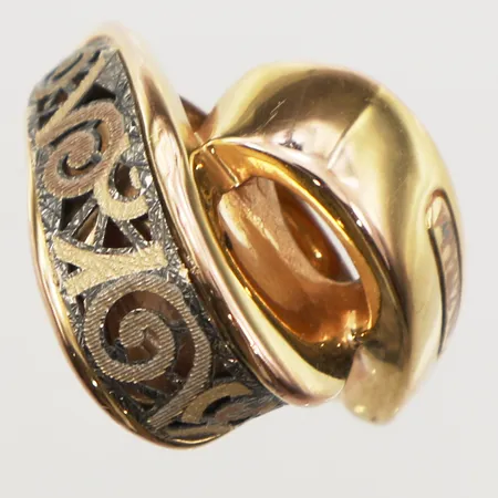 Ring, stl 18, bredd 5-21mm, märkt Graziella, ihålig, 14K Vikt: 4,9 g