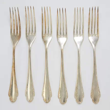 6 Gafflar, 21,2cm, Silver 830/1000, 316,7g Vikt: 316,7 g