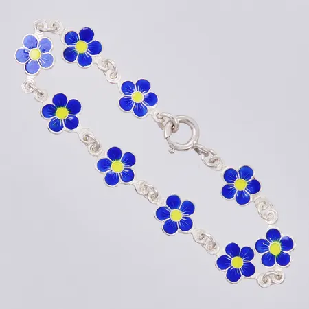 Armband med emalj längd ca 15cm, bredd ca 2-8m, 925/1000 silver Vikt: 4,3 g