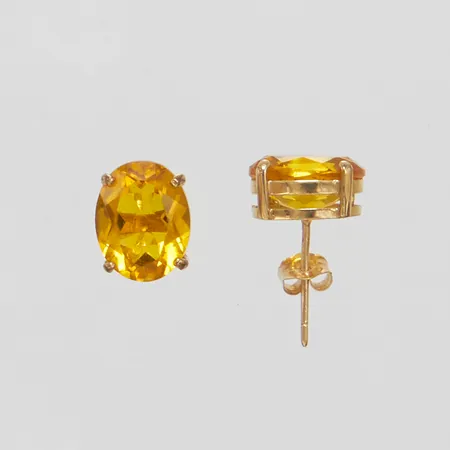 Örhängen med citriner, ca.10x8mm, 14K, bruttovikt 1,9g Vikt: 1,9 g