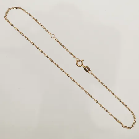 Vristlänk Singapore, längd 23-25cm, bredd 0,9mm, 18K  Vikt: 1,2 g