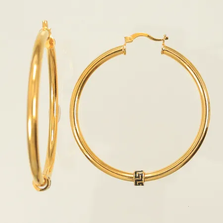 Örhängen med meandermönster, Ø 48mm, bredd 3-5mm, 21K, 9,5g Vikt: 9,5 g