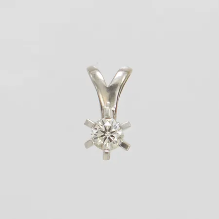 Enstenshänge med diamant 1 x 0,26ct enligt gravyr, ca.W-TCr(H-I)/VS, 12,5x5,7mm, vitguld, 18K Vikt: 1 g