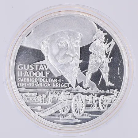 Mynt Kungariket Sverige Gustav II Adolf, Sverige deltar i det 30 åriga kriget, 925/1000 silver, plastetui  Vikt: 27,4 g