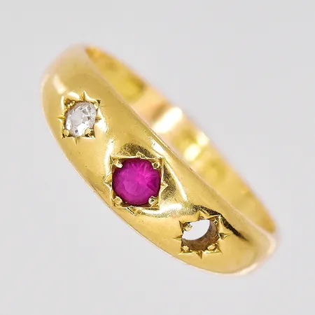 Ring stl 17 vit sten saknas, 18K Vikt: 3,7 g