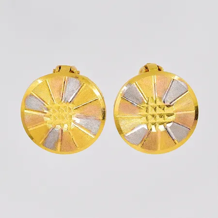 Ett par örhängen, Ø 12,5mm, trefärgade, 21K Vikt: 3,4 g