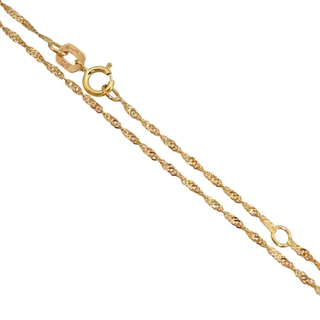 Halskedja Singapore, 18K guld, Guldfynd (GHA), längd 42,5 - 45,5 cm, bredd 1,1 mm, fint skick Vikt: 1,3 g