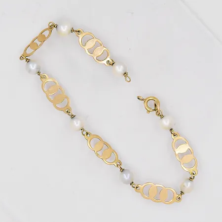 Armband med pärlor, 18cm, bredd 7mm, trasigt lås, 9K Vikt: 4,3 g