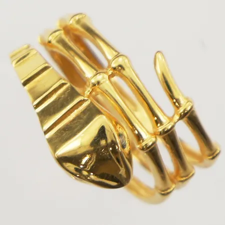 Ring orm med grön sten, stl 17½, bredd 15,3mm, 21K Vikt: 5 g