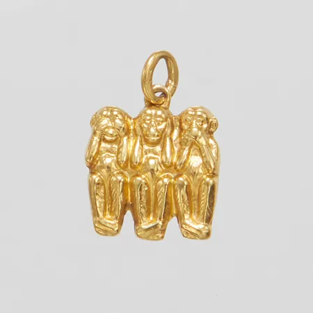 Hänge tre apor, längd ca 20mm, bredd 14mm, 18K Vikt: 1,6 g