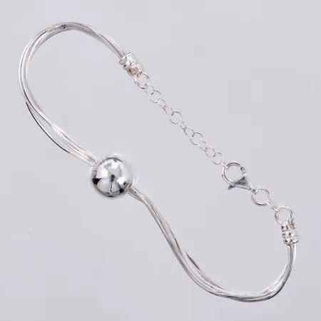 Armband längd ca 17-20cm, kula Ø 12mm, 925/1000 silver Vikt: 8,4 g