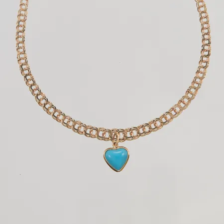 Collier, doserad Bismarck med hänge, 43,5cm, bredd: 3,4-5,4mm, 18K 9,4g.