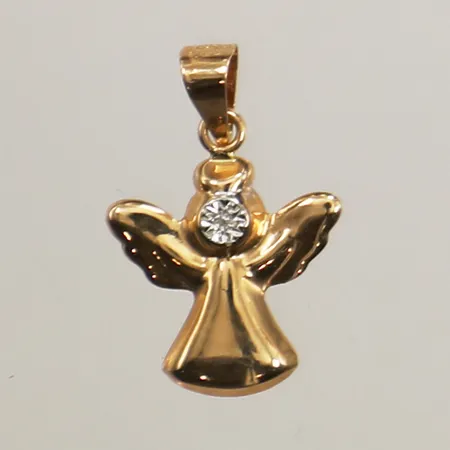 Hänge ängel med vit sten, längd 15mm, bredd 10,8mm, 18K Vikt: 0,2 g