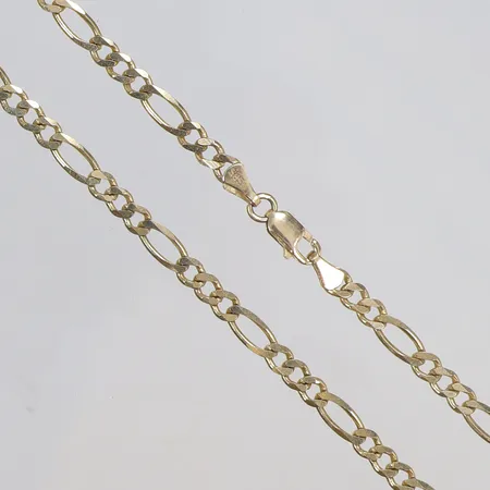 Kedja Figaro 49cm, defekt låsögla 14K Vikt: 12,5 g