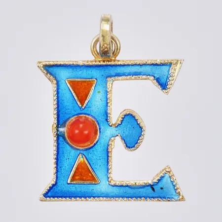 Hänge med emalj & förgyllt silver längd ca 22mm, bredd ca 18mm, silver Vikt: 2 g