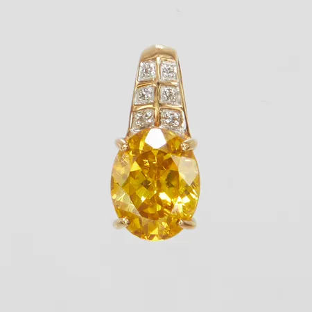 Hänge med gul cubic zirconia samt diamanter 6 x ca.0,005ct, 8/8-slipade, 17,8x8,1mm, 9K Vikt: 2,1 g