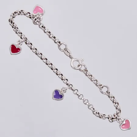 Armband med berlocker i emalj, längd ca 15,8cm, bredd ca 3mm, 925/1000 silver Vikt: 4,9 g