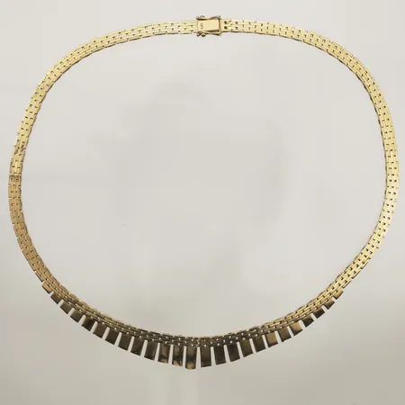 Collier, längd 43,5cm, bredd 4,8-12,6mm, 14K Vikt: 31,2 g