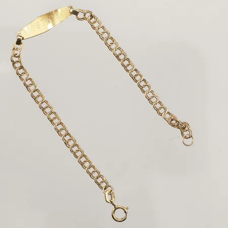 Armband Bismarck med platta, längd 14cm, bredd 3,2-5mm, gravyr, bucklor, 18K Vikt: 1,8 g