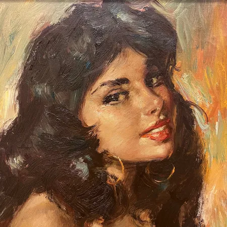 Tavla Charles Roka, kvinnoporträtt, olja på duk, 81x65cm, yttermått ram 104x87cm Specialfrakt, kontakta pantbankskontoret för mer information.