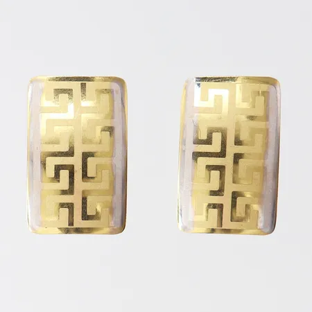 Ett par örhängen med meandermönster, 19x12mm, tvåfärgat 18K. Vikt: 3,1 g