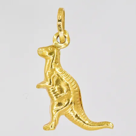 Hänge dinosaurie ca 15x25mm inklusive ögla, ihålig, buckla finns, 18K Vikt: 1,5 g