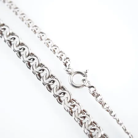 Collier, dosserad bismarck, silver, 47cm, bredd 8mm Vikt: 24 g