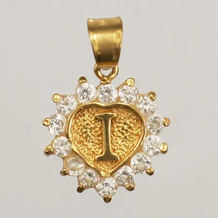 Hänge med vita stenar, längd 20mm inkl ögla, bredd 13,8mm, 21K Vikt: 1,9 g