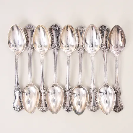 Moccaskedar 9st, längd 11,3cm, silver 830/1000 Vikt: 129,4 g